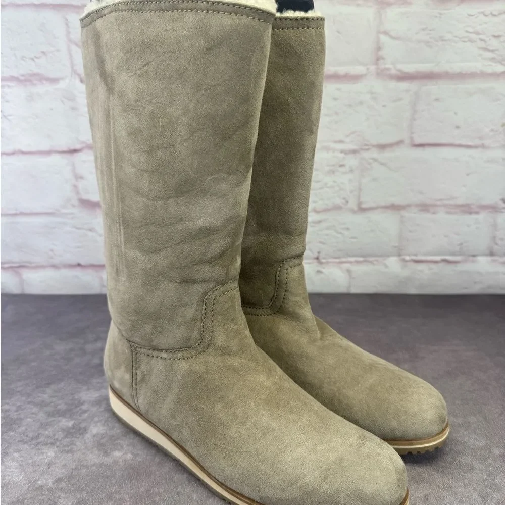 Prada Women's Calzature Donna Montone Fango Suede Sherpa Boots EU 39 / US 8.5